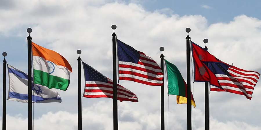 flags on the sky, usa