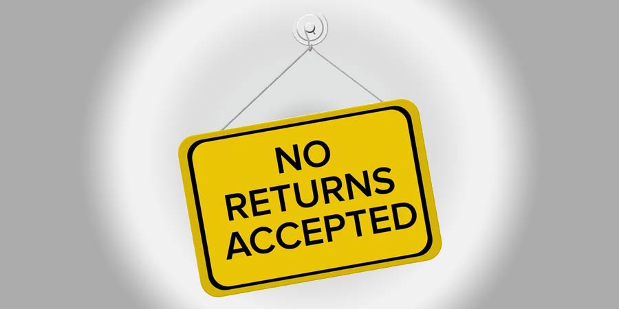 no return types accepted sign